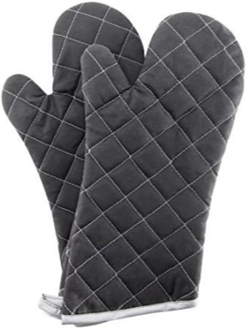 Black 15" 425°F Terry Oven Mitts Quilted Heat Resistant